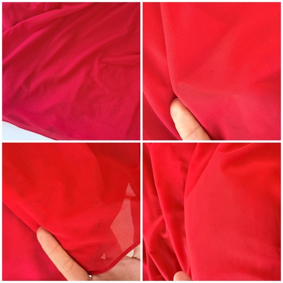 Cache Cherry Red Sheer Floral Back  Strapless Illusion Gown w/ AB Rhinestones 8 - Picture 16 of 16